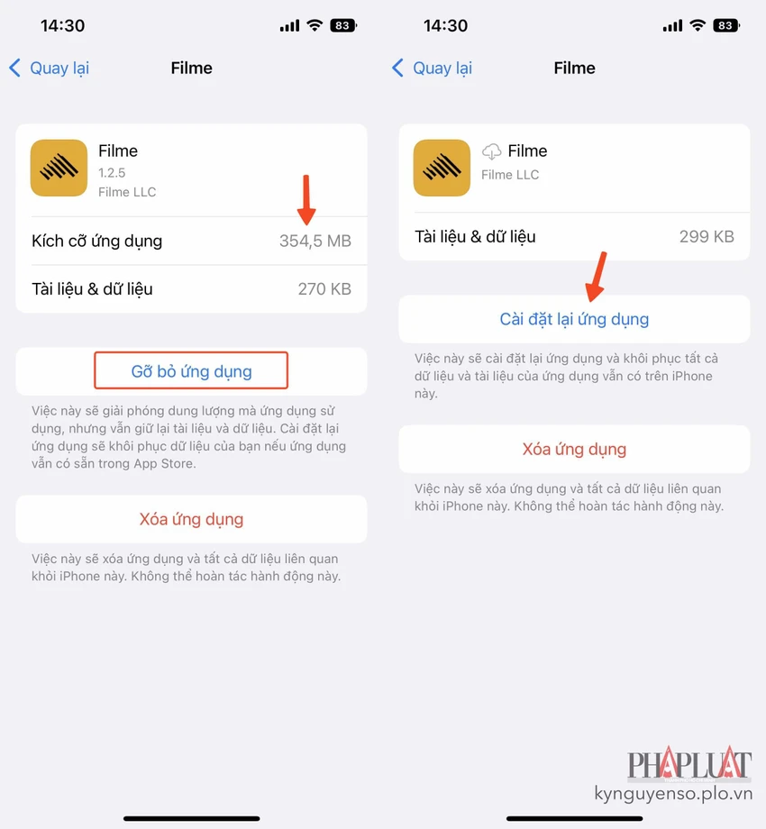 offload-app-tren-iphone Gỡ và cài đặt lại ứng dụng mà không mất dữ liệu. Ảnh: MINH HOÀNG
