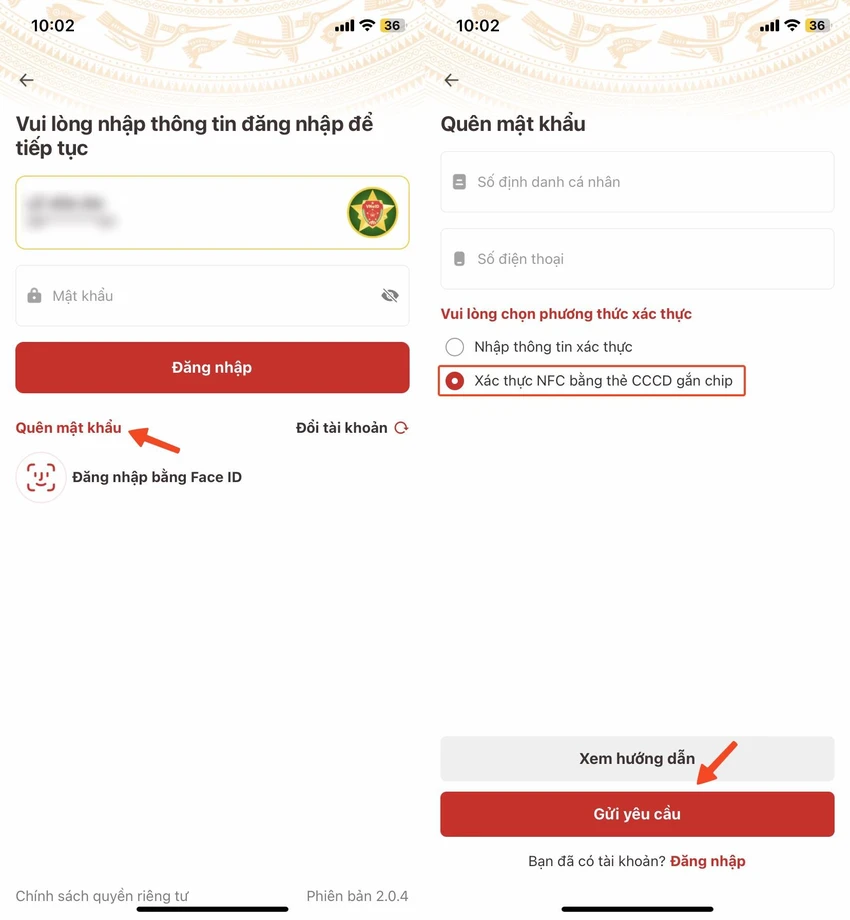 Cách lấy lại mật khẩu VNeID bằng CCCD gắn chip. Ảnh: MINH HOÀNG