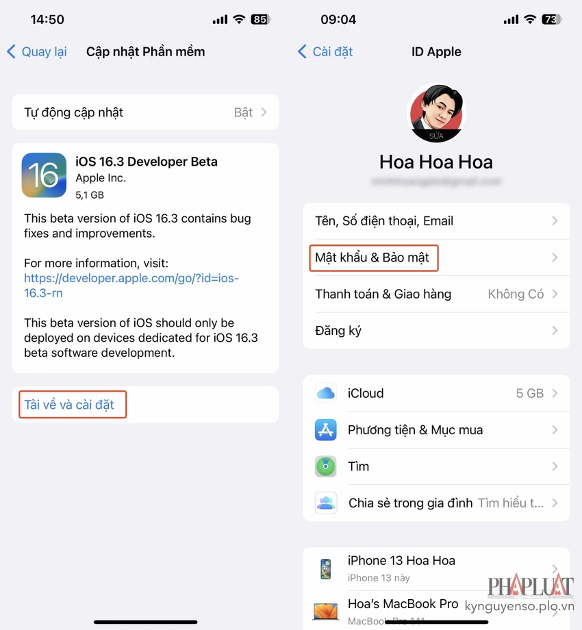 cap-nhat-iphone-len-phien-ban-ios-16-3 Cập nhật iPhone lên phiên bản iOS 16.3. Ảnh: TIỂU MINH
