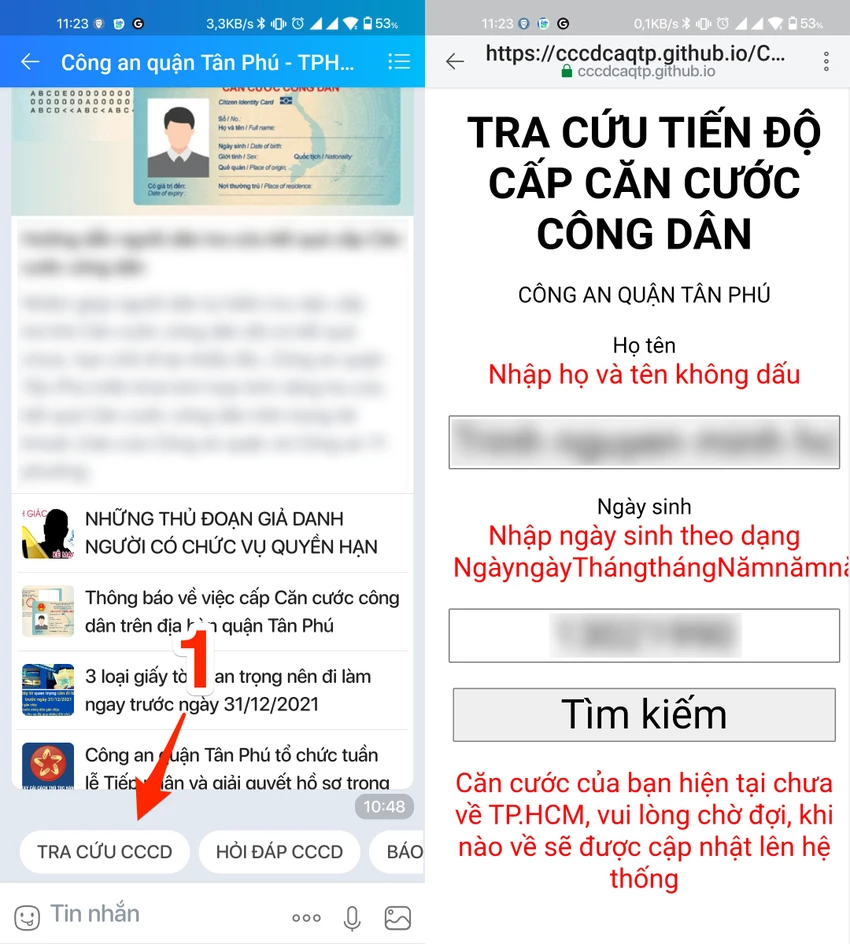 cach-tra-cuu-tien-do-lam-cccd-bang-zalo Cách tra cứu tiến độ cấp căn cước công dân. Ảnh: MINH HOÀNG