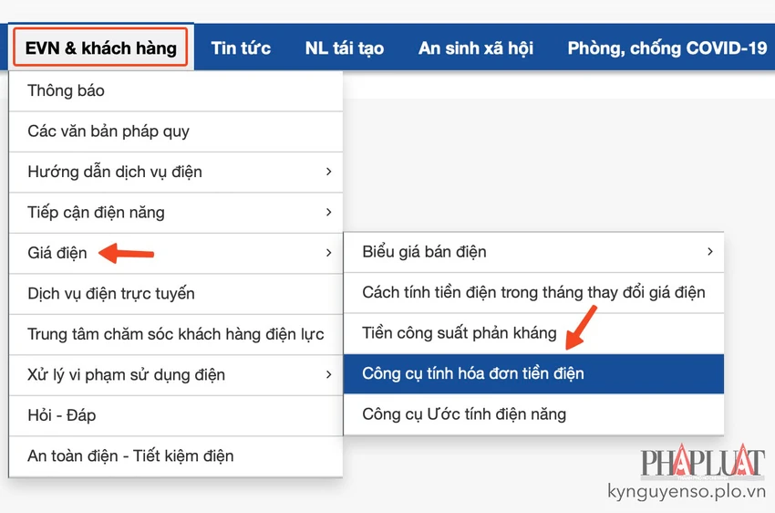 Công cụ tính hóa đơn tiền điện mỗi tháng. Ảnh: MINH HOÀNG