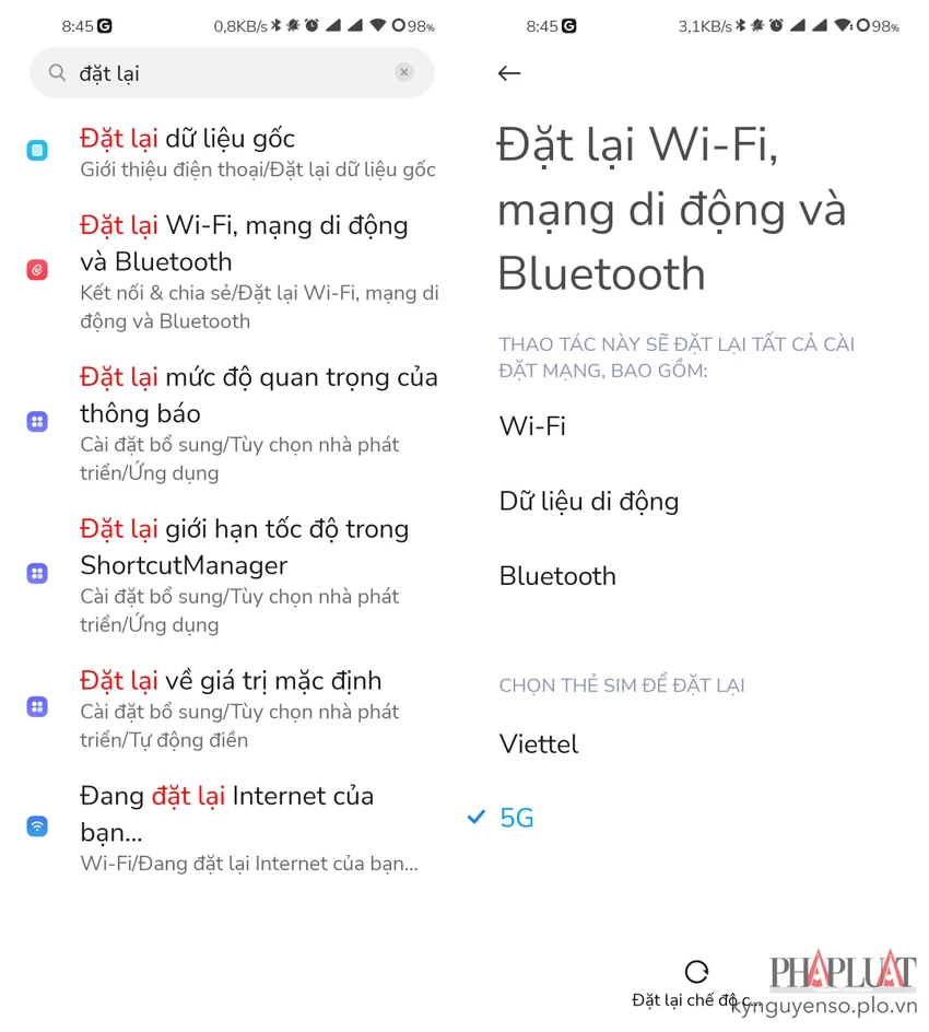 dat-lai-cai-dat-mang-tren-dien-thoai-android Đặt lại các cài đặt mạng trên điện thoại Android. Ảnh: MINH HOÀNG