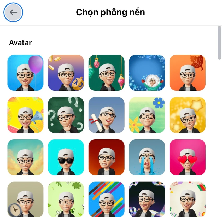 mot-so-phong-nen-mac-dinh-cua-facebook Một số phông nền mặc định trên Facebook. Ảnh: MINH HOÀNG