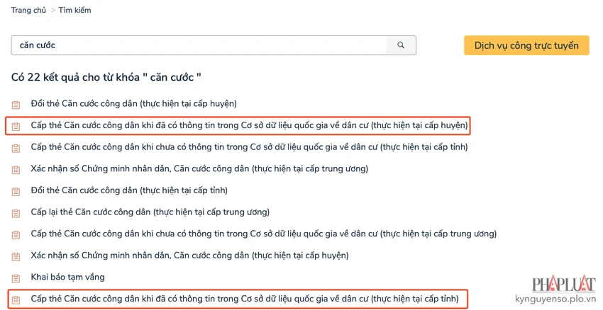 chon-dich-vu-cong-tuong-ung Chọn dịch vụ công tương ứng. Ảnh: MINH HOÀNG
