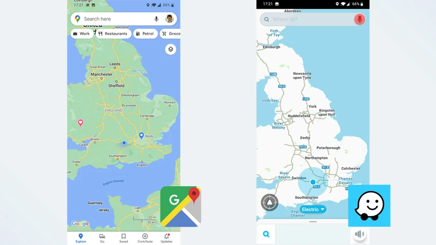 google-maps-vs-waze Google Maps và Waze đều là những ứng dụng dẫn đường phổ biến. Ảnh: Tom's Guide