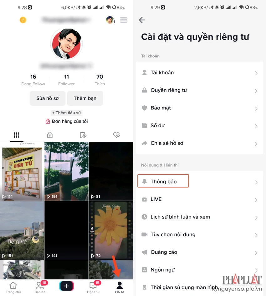 cai-dat-quyen-rieng-tu-tren-tiktok Truy cập vào phần cài đặt quyền riêng tư trên ứng dụng TikTok. Ảnh: MINH HOÀNG