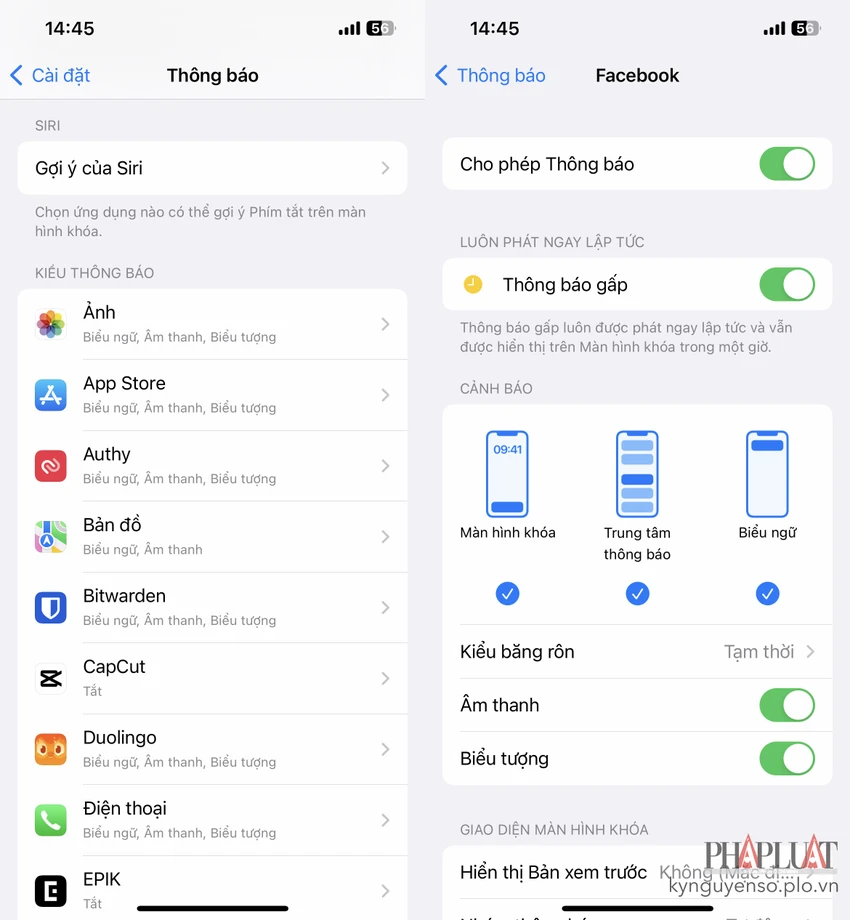 tat-thong-bao-cac-ung-dung-tren-iphone Tắt thông báo các ứng dụng trên iPhone. Ảnh: MINH HOÀNG