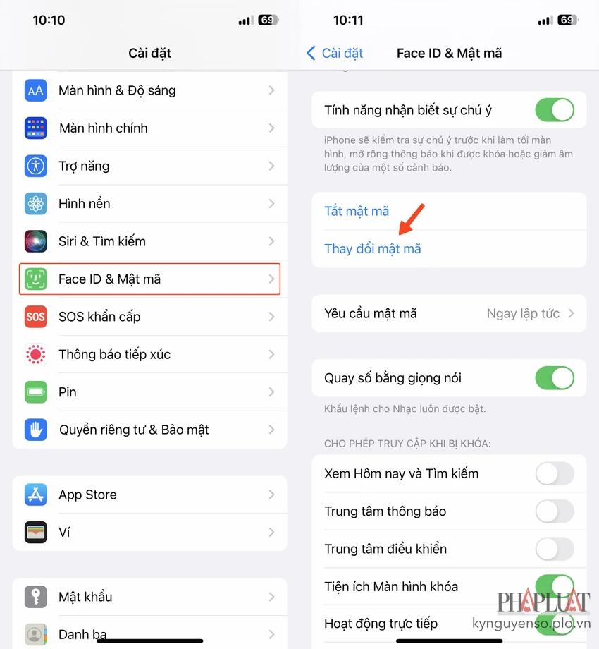cach-doi-mat-ma-tren-iphone Cách đổi mật mã trên iPhone. Ảnh: MINH HOÀNG