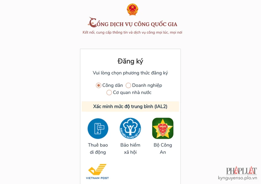 dang-ky-tai-khoan-dich-vu-cong-quoc-gia Đăng ký tài khoản Cổng Dịch vụ công Quốc gia. Ảnh: MINH HOÀNG