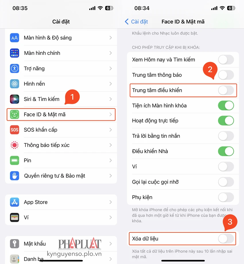 han-che-truy-cap-tu-man-hinh-khoa-iphone Hạn chế việc truy cập từ màn hình khóa iPhone. Ảnh: MINH HOÀNG
