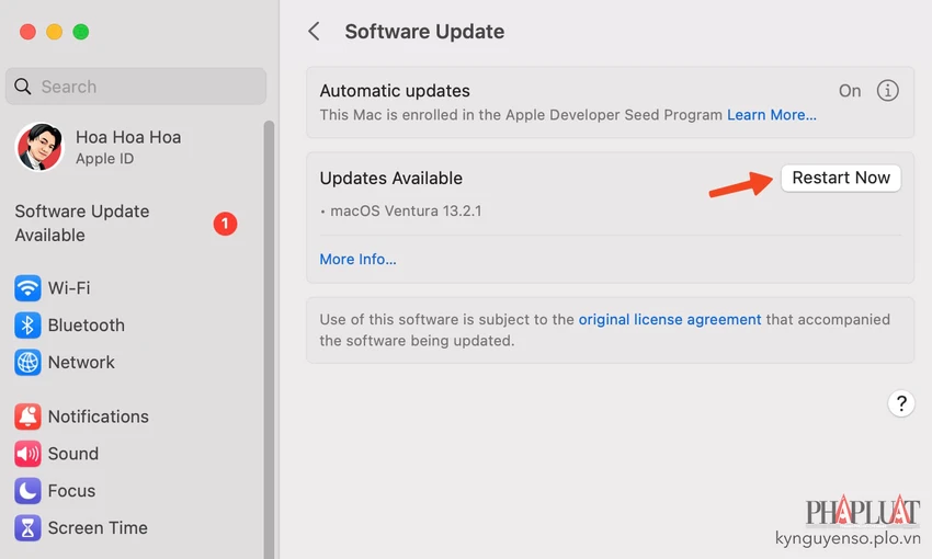 Cập nhật macOS lên phiên bản mới nhất để vá các lỗ hổng zero-day. Ảnh: TIỂU MINH