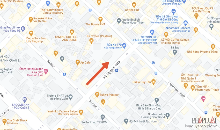 Google Maps bất ngờ đổi tên đường Điện Biên Phủ thành đường Võ Nguyên Giáp. Ảnh: TIỂU MINH