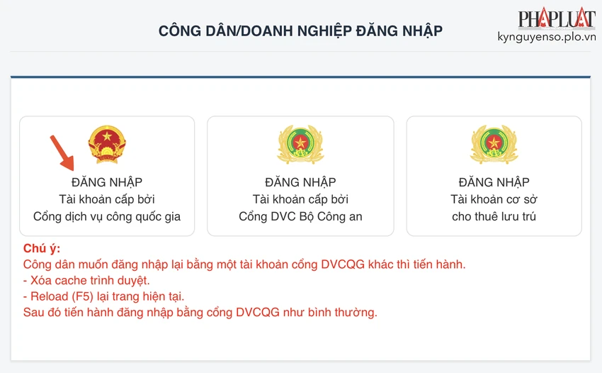 dang-nhap-bang-tai-khoan-cong-dich-vu-cong-quoc-gia Đăng nhập bằng tài khoản cổng Dịch vụ công Quốc gia. Ảnh: MINH HOÀNG