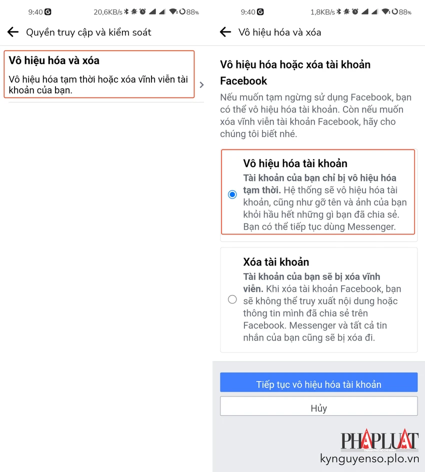 cach-vo-hieu-hoa-facebook Tạm thời vô hiệu hóa tài khoản Facebook. Ảnh: MINH HOÀNG