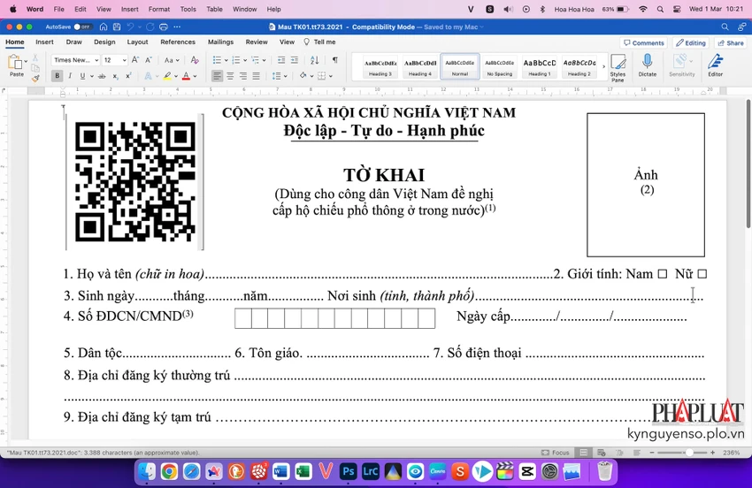 in-to-khai-tk01-de-nghi-cap-ho-chieu In tờ khai TK01 và điền đầy đủ các thông tin cần thiết. Ảnh: TIỂU MINH