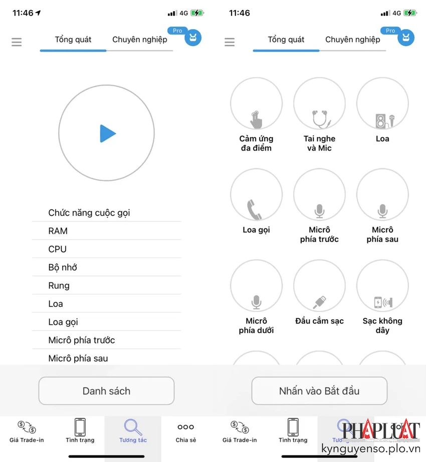 kiem-tra-tong-quat-iphone-cu Kiểm tra tổng quát iPhone cũ. Ảnh: TIỂU MINH