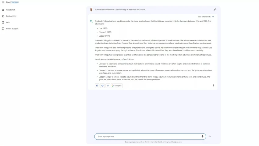 Google Bard sẽ trả lời ngay lập tức các câu hỏi. Ảnh: Android Authority