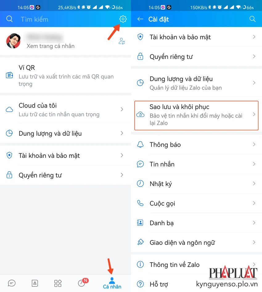 Sao lưu và khôi phục tin nhắn, hình ảnh trên Zalo. Ảnh: MINH HOÀNG