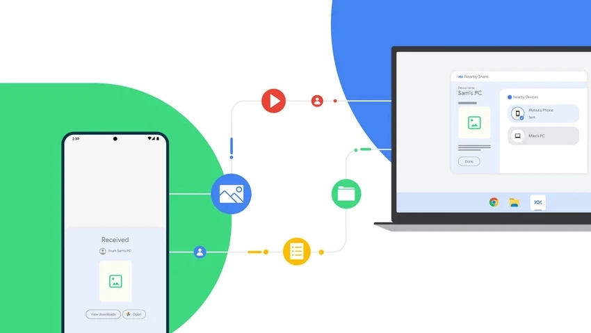 google-phat-hanh-phan-mem-nearby-share-beta Google phát hành phần mềm Nearby Share Beta cho máy tính. Ảnh: Google