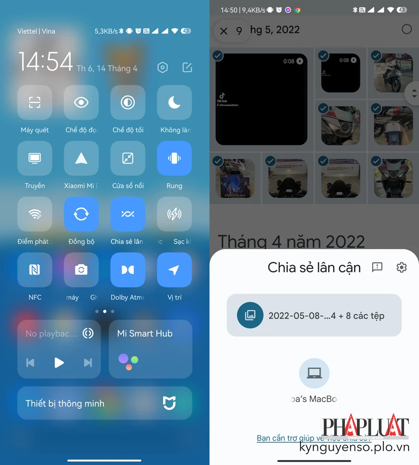Chia sẻ dữ liệu trên Android sang MacBook bằng NearDrop. Ảnh: TIỂU MINH