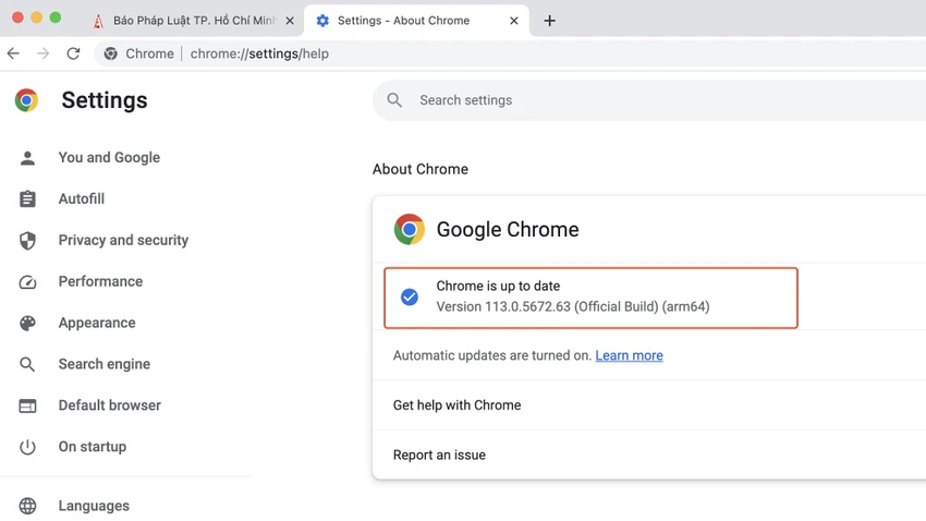cap-nhat-trinh-duyet-google-chrome-113 Cập nhật trình duyệt Chrome lên phiên bản mới nhất. Ảnh: TIỂU MINH