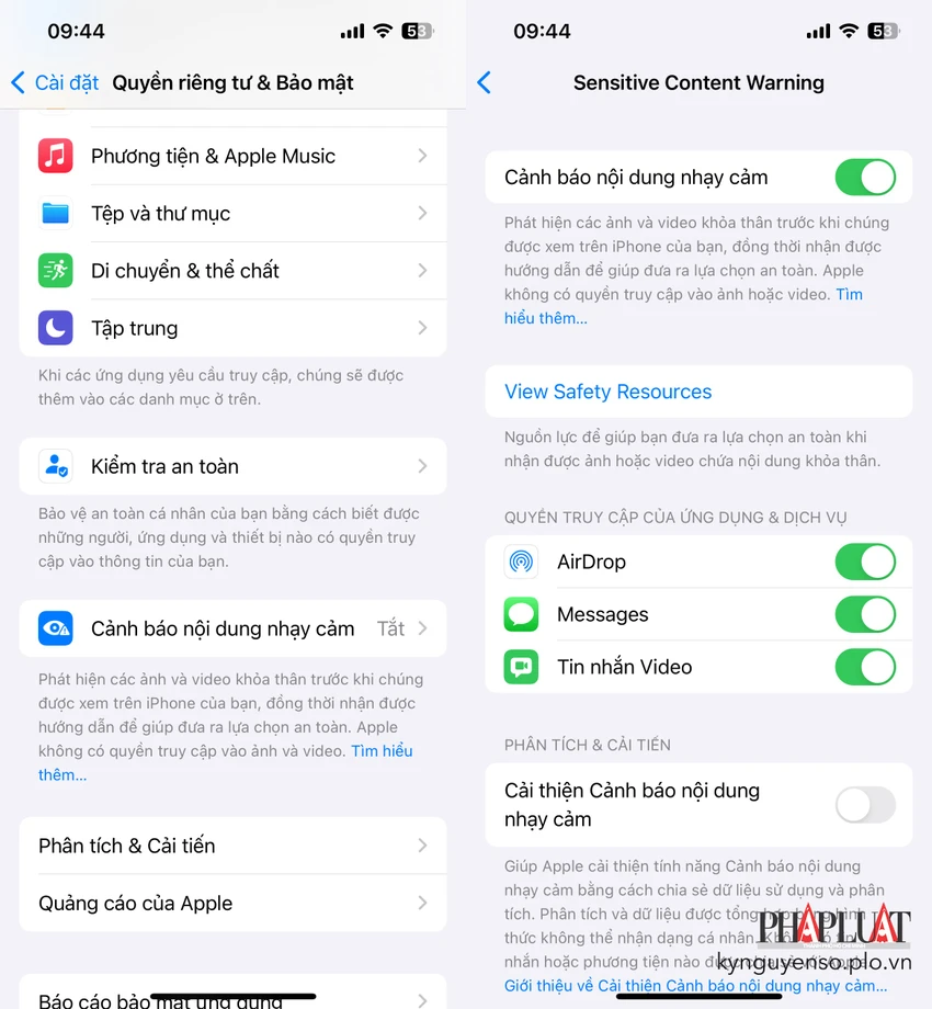 kich-hoat-tinh-nang-canh-bao-noi-dung-nhay-cam Kích hoạt tính năng cảnh báo nội dung nhạy cảm. Ảnh: TIỂU MINH