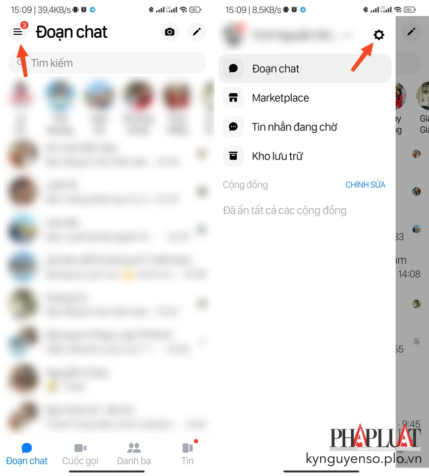 truy-cap-vao-phan-cai-dat-tren-ung-dung-messenger Truy cập vào phần cài đặt trên ứng dụng Messenger. Ảnh: MINH HOÀNG