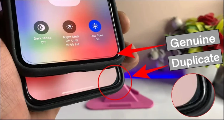man-hinh-iphone-khong-chinh-hang Màn hình không chính hãng sẽ có phần viền hơi khuyết.