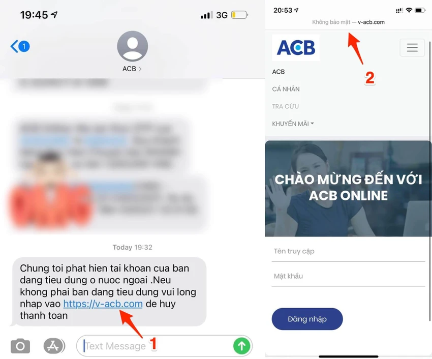 tin-nhan-lua-dao-gia-mao-thuong-hieu-ngan-hang Tin nhắn lừa đảo giả mạo thương hiệu ngân hàng. Ảnh: TIỂU MINH