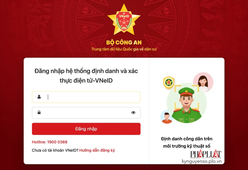 dang-nhap-cong-dich-vu-cong-bang-tai-khoan-vneid Nhập CCCD và mật khẩu tương ứng để đăng nhập. Ảnh: TIỂU MINH