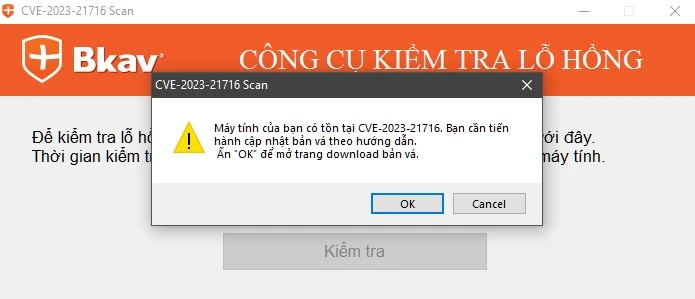 cong-cu-kiem-tra-lo-hong-tren-office Khi hoàn tất, công cụ sẽ thông báo máy tính có lỗ hổng hay không.