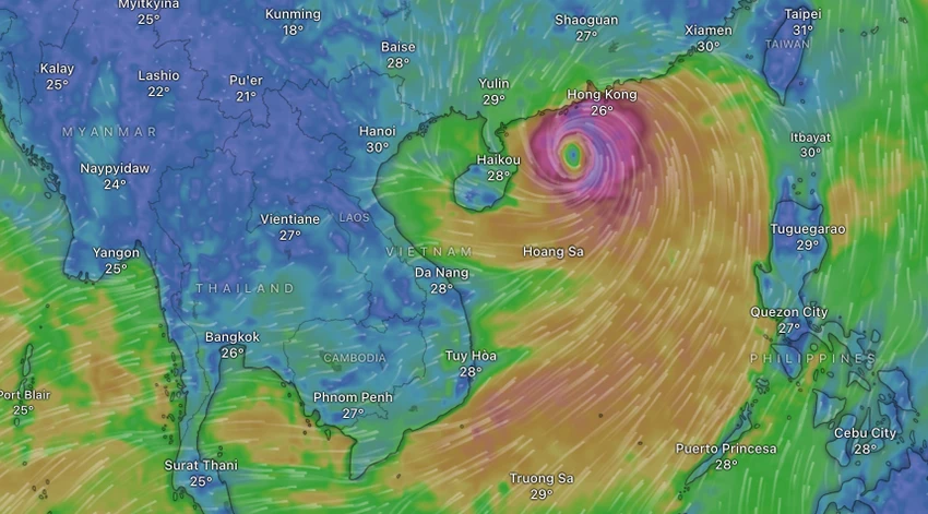 theo-doi-duong-di-cua-bao-so-1-talim Theo dõi đường đi của bão số 1 Talim bằng Windy. Ảnh: TIỂU MINH