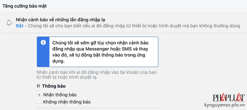 nhan-canh-bao-ve-nhung-lan-dang-nhap-facebook-la Nhận cảnh báo về những lần đăng nhập lạ. Ảnh: TIỂU MINH