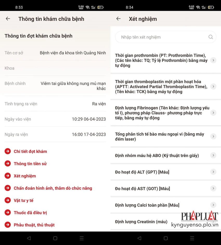 Theo dõi quá trình khám chữa bệnh bằng VNeID. Ảnh: MINH HOÀNG