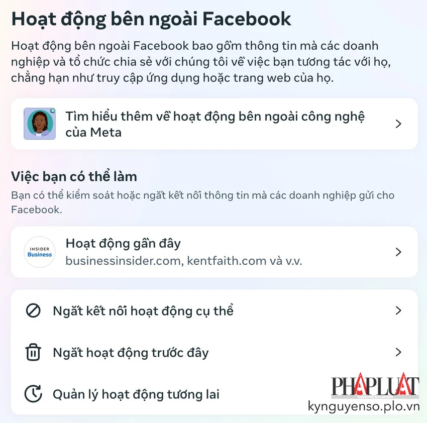 ngan-cac-cong-ty-theo-doi-hoat-dong-cua-ban-ngoai-facebook Ngăn các công ty theo dõi hoạt động của bạn. Ảnh: TIỂU MINH