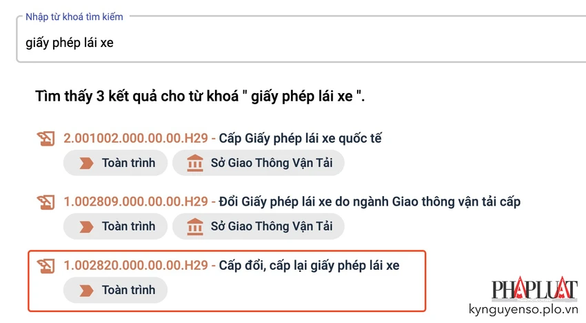 chon-dich-vu-cap-doi-gplx-truc-tuyen Chọn dịch vụ cấp đổi, cấp lại giấy phép lái xe (toàn trình). Ảnh: MINH HOÀNG