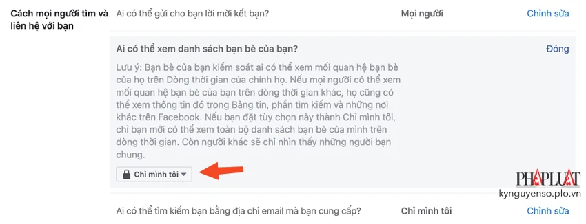 chuyen-danh-sach-ban-be-ve-che-do-rieng-tu Chuyển danh sách bạn bè về chế độ Only me (chỉ mình tôi). Ảnh: MINH HOÀNG