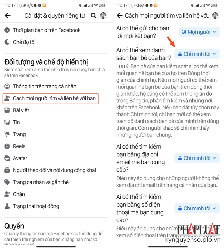 cach-han-che-nguoi-khac-xem-danh-sach-ban-be-tren-facebook Cách hạn chế người khác xem danh sách bạn bè trên Facebook. Ảnh: MINH HOÀNG