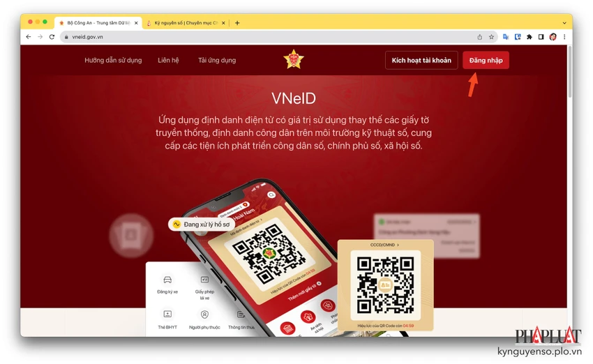 truy-cap-vao-website-vneid Truy cập vào website VNeID. Ảnh: MINH HOÀNG