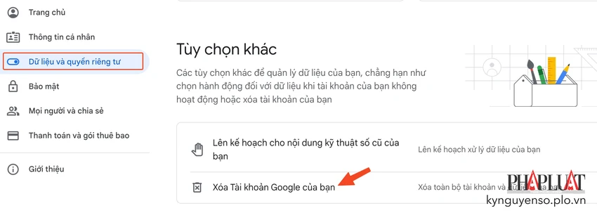 cach-xoa-tai-khoan-google-chu-dong Người dùng có thể chủ động xóa tài khoản Google nếu muốn. Ảnh: TIỂU MINH