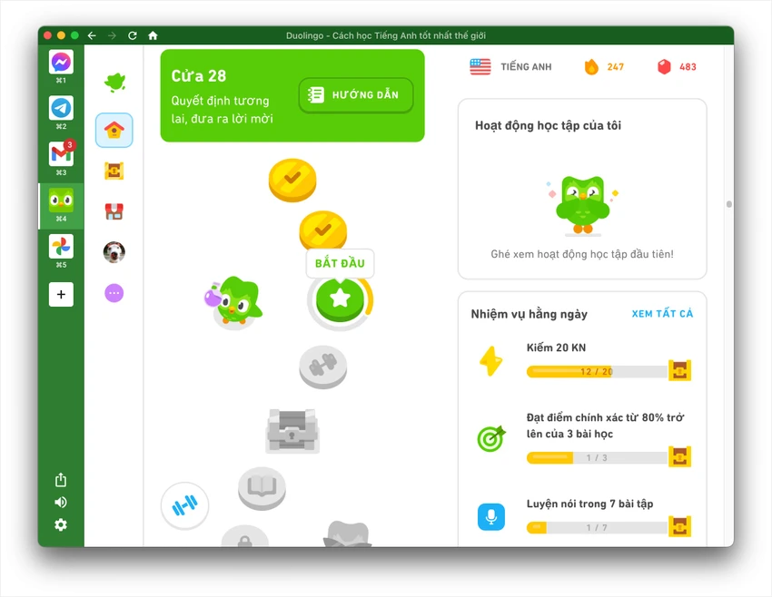 duolingo-la-ung-dung-hoc-ngoai-ngu Duolingo là một trong những ứng dụng học ngoại ngữ phổ biến nhất tại Việt Nam. Ảnh: TIỂU MINH