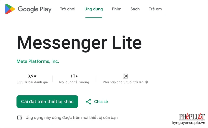 messenger-lite-bi-xoa-khoi-google-play Messenger Lite hiện đã bị xóa khỏi Google Play. Ảnh: TIỂU MINH