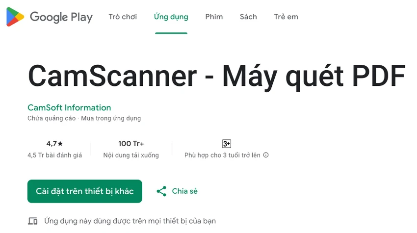 CamScanner-co-chua-phan-mem-doc-hai CamScanner từng bị phát hiện có chứa phần mềm độc hại. Ảnh: TIỂU MINH