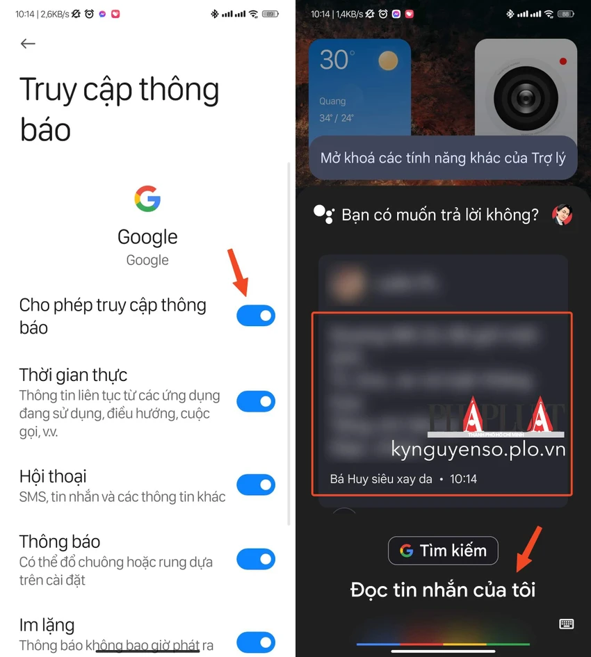 Yêu cầu Trợ lý Google đọc tin nhắn trên điện thoại bằng giọng nói. Ảnh: MINH HOÀNG