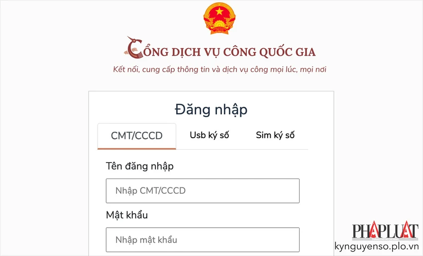 Đăng nhập vào cổng dịch vụ công quốc gia. Ảnh: MINH HOÀNG