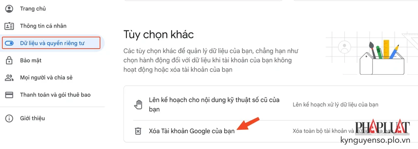 Tải dữ liệu cá nhân về máy tính, điện thoại bằng Google Takeout. Ảnh: TIỂU MINH