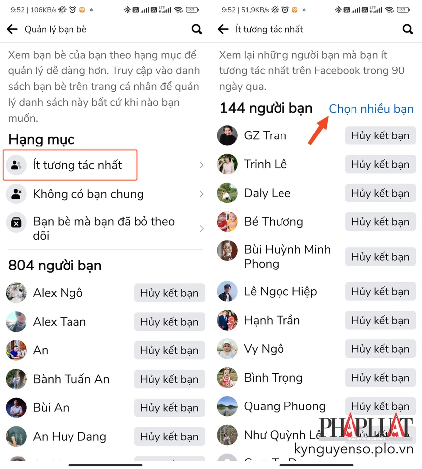 Xóa bạn bè ít tương tác trên Facebook hàng loạt. Ảnh: MINH HOÀNG