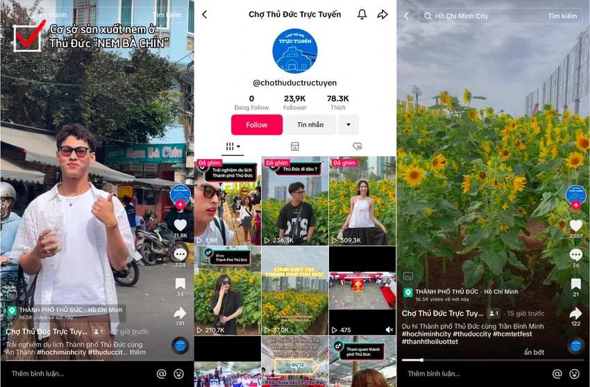 Kênh “Chợ Thủ Đức trực tuyến - Thủ Đức Online Market” trên nền tảng TikTok