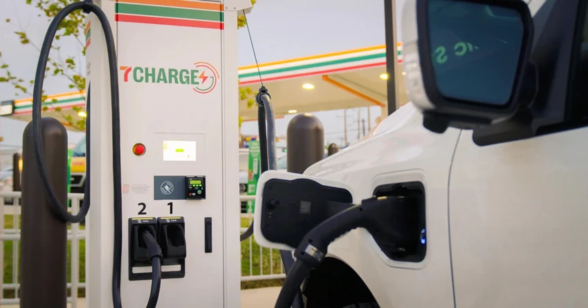 Một trạm sạc pin xe điện của 7-Eleven. Ảnh: 7-Eleven