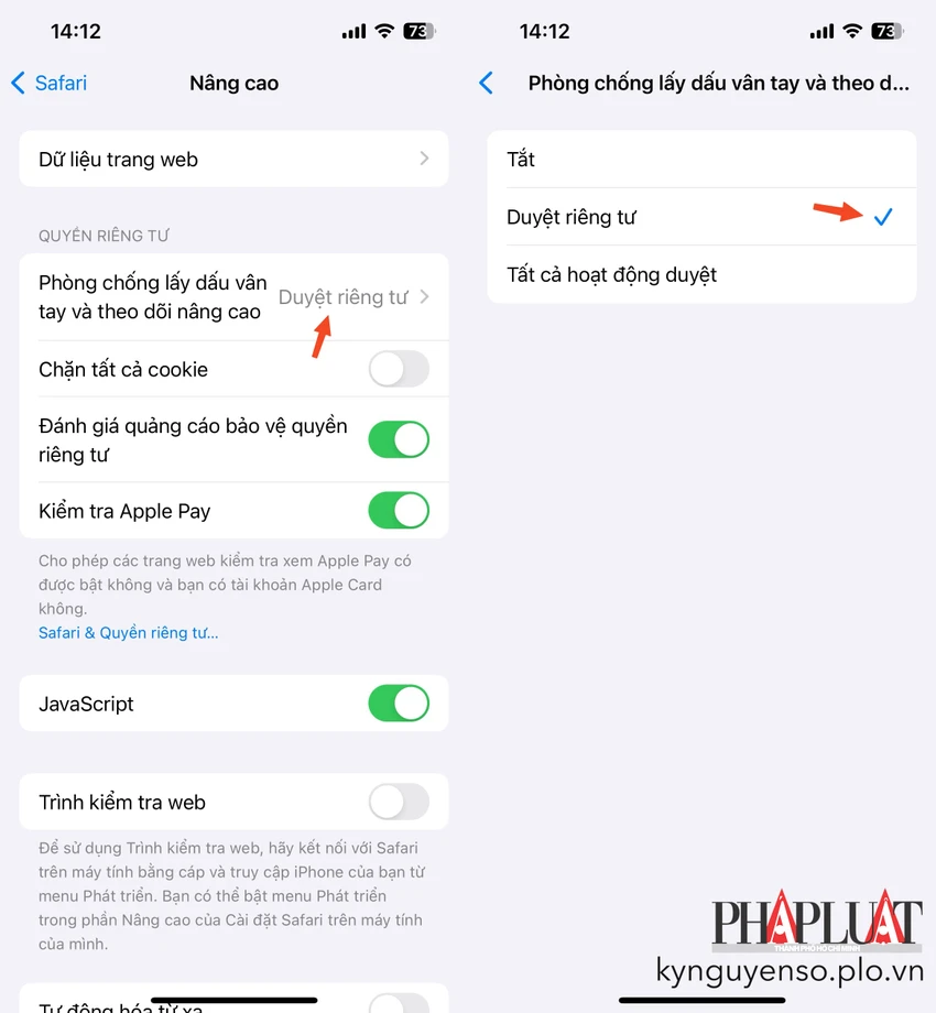 Ngăn chặn theo dõi khi sử dụng iPhone. Ảnh: MINH HOÀNG